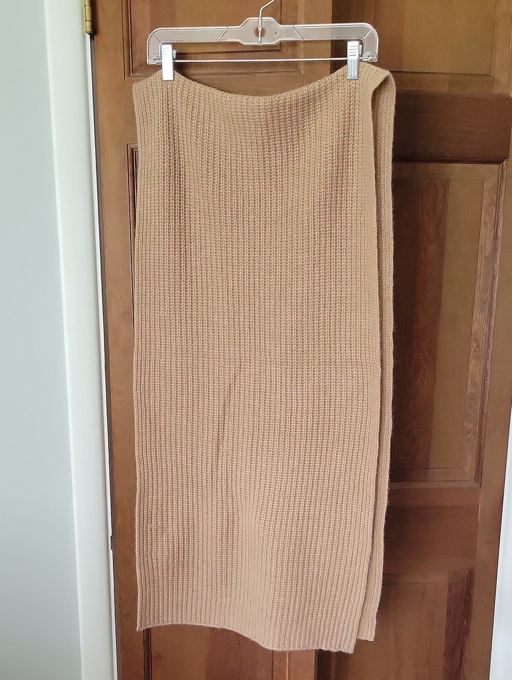 Camel Brown Knit Scarf 100% Cashmere NWT